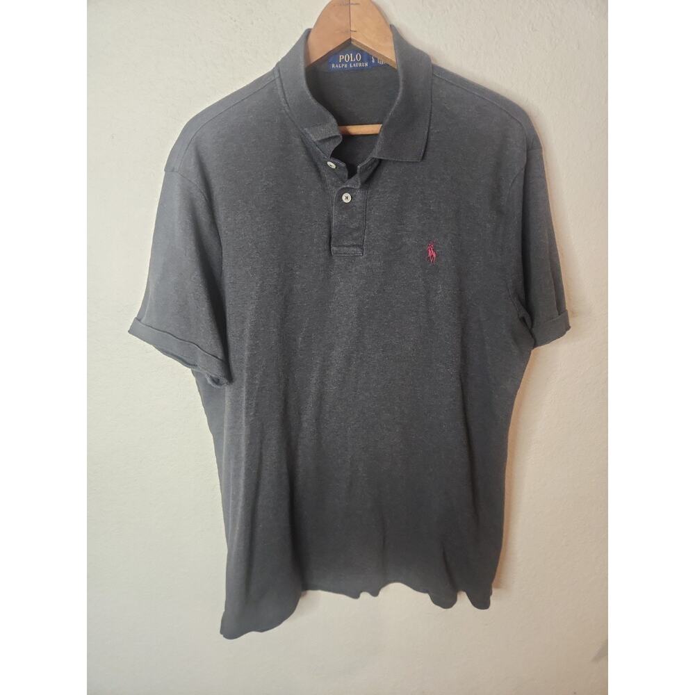 Polo by Ralph Lauren Polo Shirt Men's Large Dark Gray Solid Color 100% Cotton